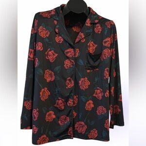 La Vien Rose Floral long sleeve pyjama top Sz L